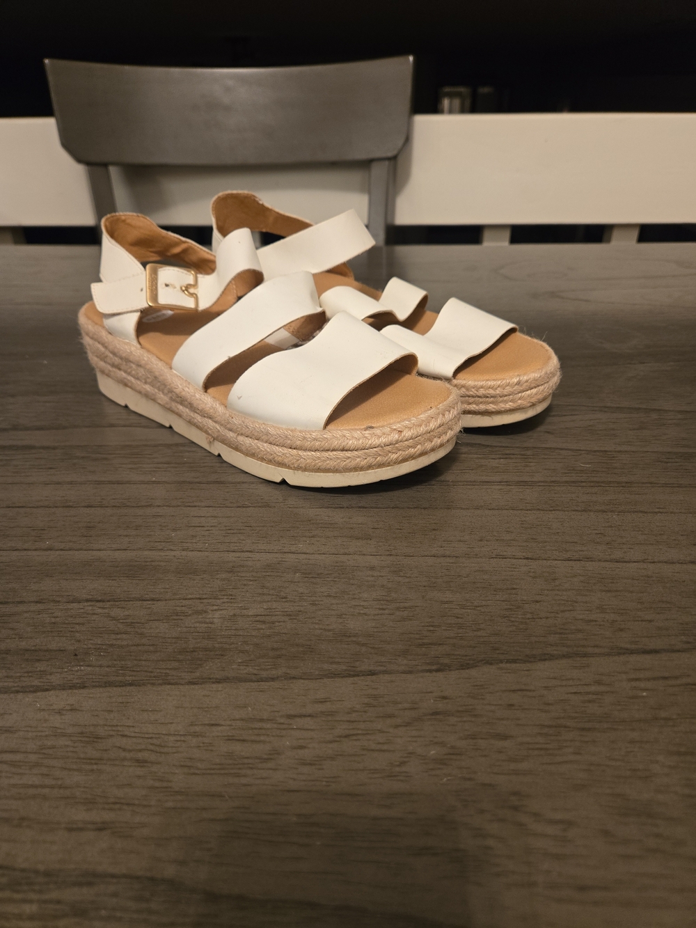 Dr. Scholl's Womens Once Twice Espadrille Platform Wedge Sandal White/Cork 9